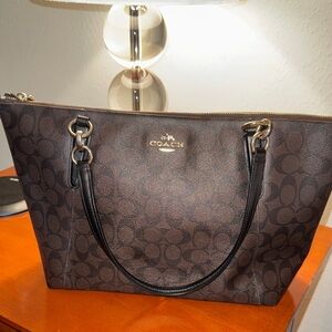 Coach Dark Brown and Black Tote Bag